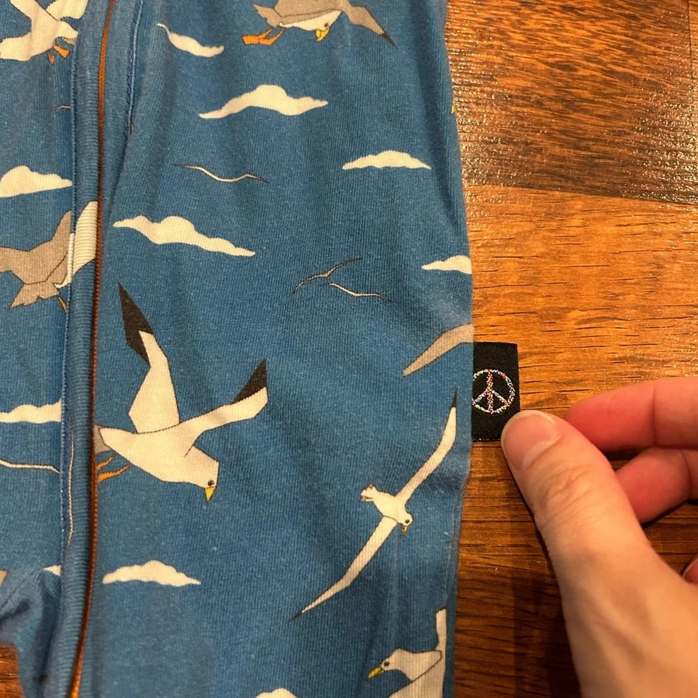 Kip & Co Organic Long Sleeve Zip Romper Size 3-6 Months Seagulls Blue